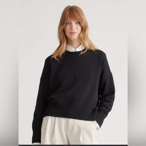 Quince 100% Organic Cotton Boyfriend Crew Black Sz M